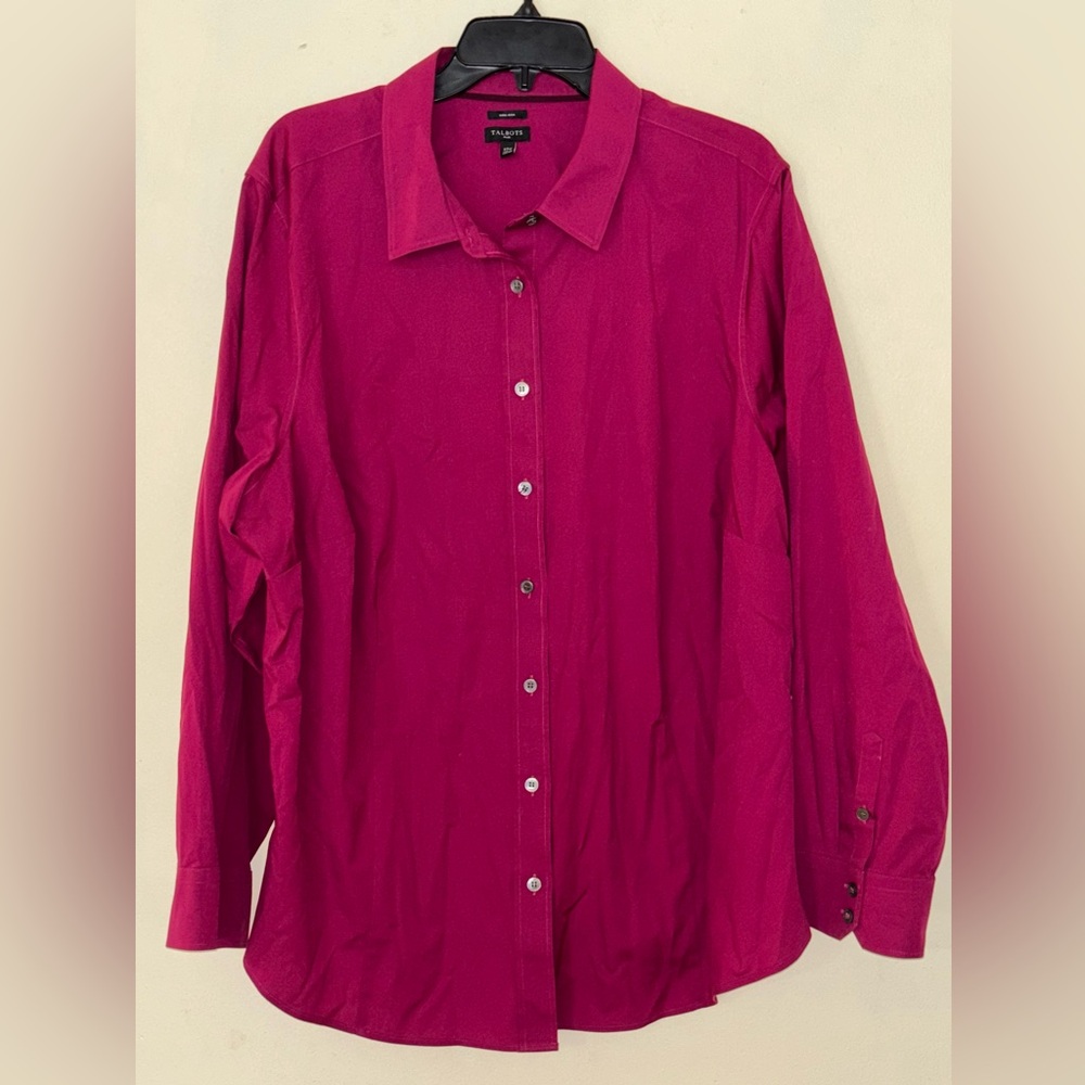 Talbots Fuchsia Button-Up Blouse